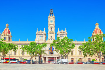 Naklejka na ściany i meble Modernism Plaza of the City Hall of Valencia, Town hall Square.