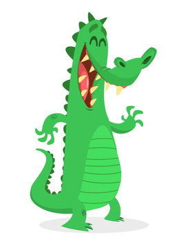 Funny cartoon crocodile alligator. Vector illustration. Design for print, mascot or children book illustration