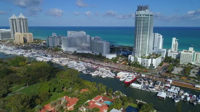 Drone Miami Beach boat show footage 4k
