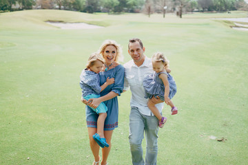 Obraz premium young family on the street