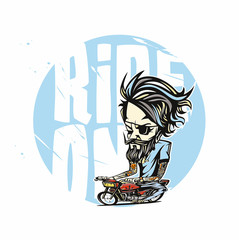 Minimal logo of red bike rider vector illustration.