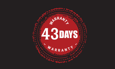 43 days warranty icon vintage rubber stamp guarantee