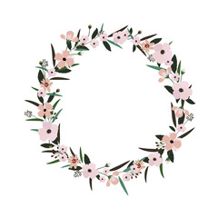 Vector flower wreath. Floral frame for greeting, invitation, wedding cards design.