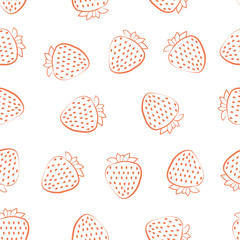 Vector illustration of seamless pattern of strawberry. Hand-drawn strawberry background.
