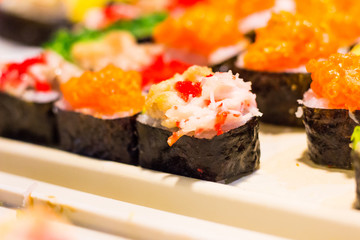 variety of sushi toppings