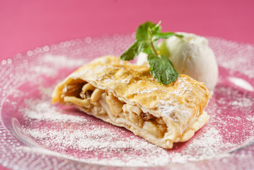 strudel with ice cream