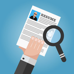 Job search resume magnifying flat design vector eps 10