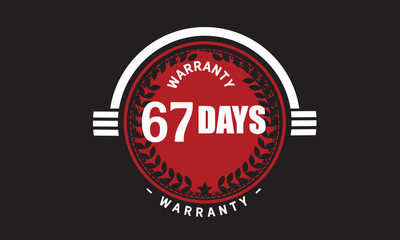 67 days warranty icon vintage rubber stamp guarantee