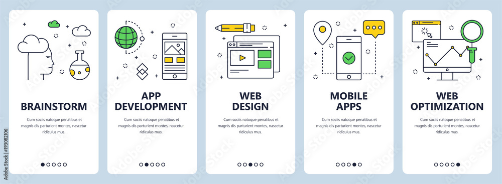 Canvas Prints vector modern thin line web development concept banner set