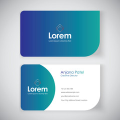 Modern business card template with flat user interface