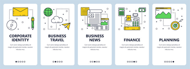 Vector modern thin line business concept web banner set