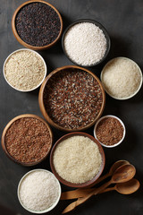 Various rice in bowls