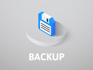 Backup isometric icon, isolated on color background