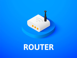 Router isometric icon, isolated on color background