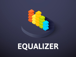 Equalizer isometric icon, isolated on color background