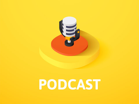 Podcast isometric icon, isolated on color background