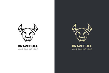 Stylized geometric Bull head illustration. Vector icon tribal design