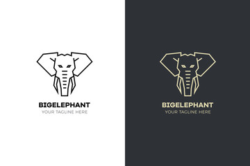 Stylized geometric Elephant head illustration. Vector icon tribal design