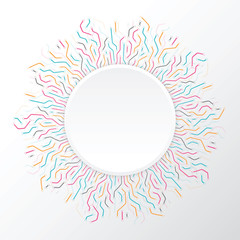 Technology sun from colore lines connections. Abstract information connectivity background. IT-development futuristic conception. Neural structure. Vector illustration