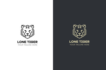 Stylized geometric Tiger head illustration. Vector icon tribal design