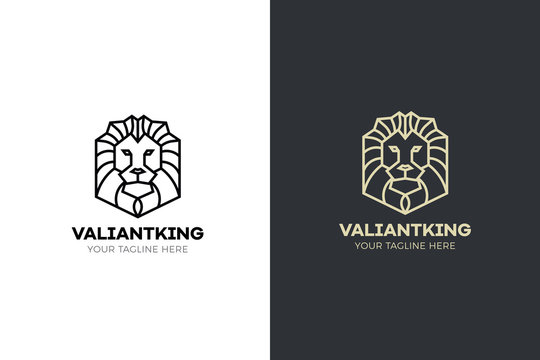 Stylized geometric Lion head illustration. Vector icon tribal design