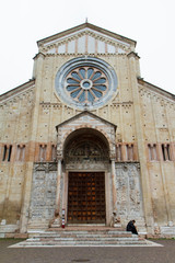 Facade of the church in Verona. Italy 07.05,2017