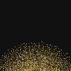 Gold glitter. Bottom semicirclee with gold glitter on black background. Radiant Vector illustration.