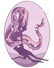 Illustration depicting a wood nymph.