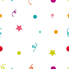 seamless pattern of colorful confetti of different shapes