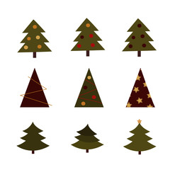 Set of Christmas trees. Vector illustration. 