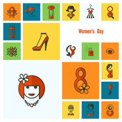 Womans Day Icon Set