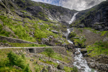 Waterfall in Norway summer travel