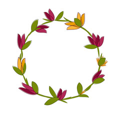 Vector illustration of abstract flower wreath. Floral frame for greeting, invitation cards design.