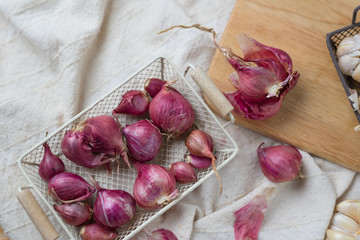 Shallots in basket