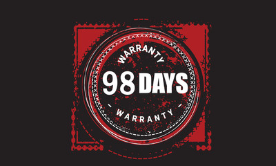 98 days warranty icon vintage rubber stamp guarantee