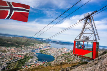 Ulriken cable railway in Bergen, Norway. Gorgeous views from the top of the hill. © Tomas Marek
