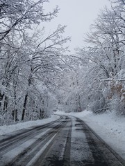 strada e neve