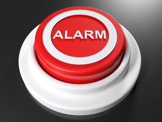 Red pushbutton alarm - 3D rendering