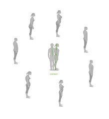 Correct alignment of human body in standing posture for good personality and healthy of spine and bone. Health care and medical illustration 