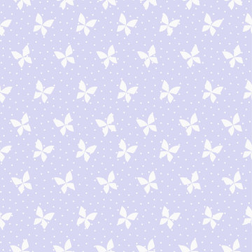 Seamless pattern vector of Tiny butterfly on pastel violet background.