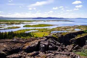 National park and river. Thingvellir in Iceland side view 12.06,2017