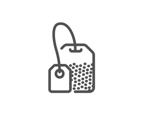 Tea bag line icon. Brew hot drink sign. Breakfast beverage symbol. Quality design element. Editable stroke. Vector