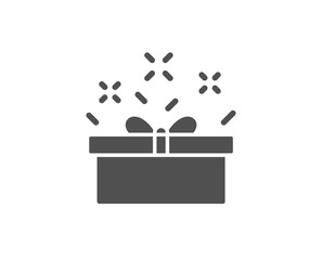 Gift box simple icon. Present or Sale sign. Birthday Shopping symbol. Package in Gift Wrap. Quality design elements. Classic style. Vector