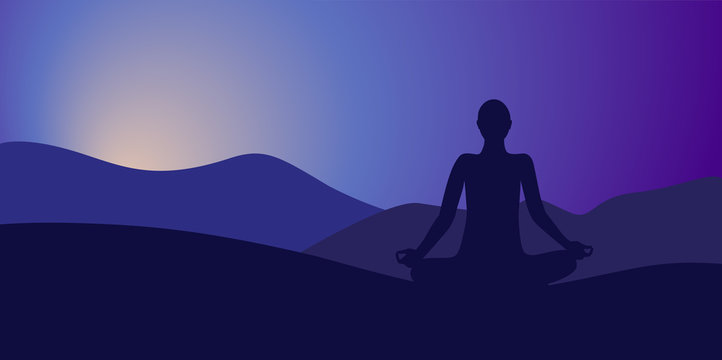 durch yoga zur ruhe kommen am abend berglandschaft