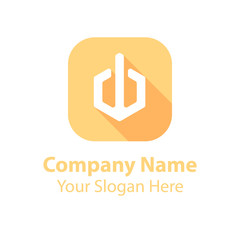 abstract logo design in square flat icon style with long shadow