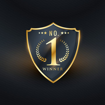 no. 1 winner badge label golden vector design