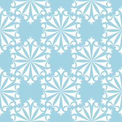 White floral seamless pattern on blue background