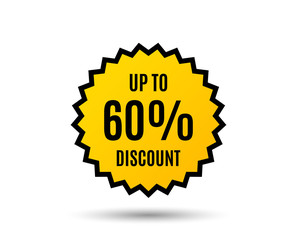 Up to 60% Discount. Sale offer price sign. Special offer symbol. Save 60 percentages. Star button. Graphic design element. Vector
