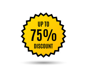 Up to 75% Discount. Sale offer price sign. Special offer symbol. Save 75 percentages. Star button. Graphic design element. Vector