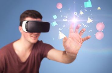 Man wearing virtual reality goggles